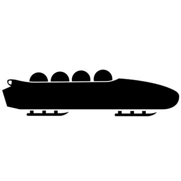 Bobsled. Teams of 4. Icon on white background Stock Illustration