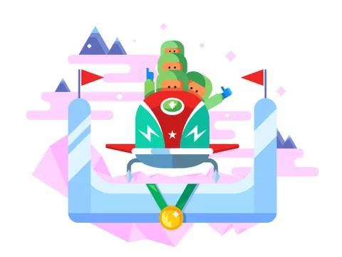 Bobsleigh winter sport Stock Illustration