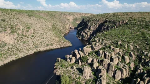 Boca del Tunel Dam in Aguascalientes Mexico, 4k aerial Stock Footage 258298071