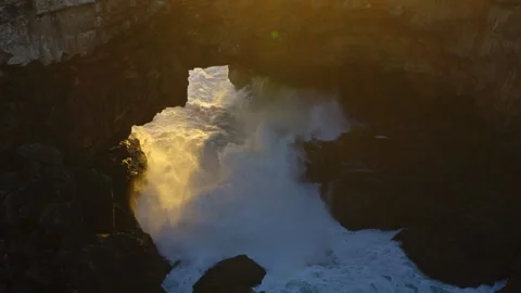 BOCA DO INFERNO AT SUNSET CLOSE UP Stock Footage 292312236