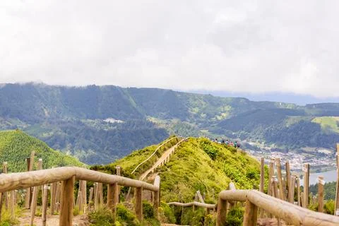 Boca do Inferno viewpoint in Sete Cidades, Sao Miguel island, Azores, Portugal Stock Photos