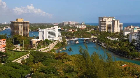 Boca Raton FL Inlet Bridge High View Stock Footage 100403544
