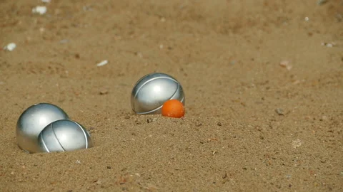 Bocce ball and jack ball in match Stock Footage 101610787
