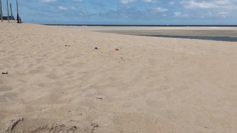 Boccia Balls Getting Thrown At The Beach Stock Footage 111732728