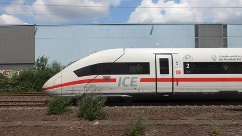 Bochum Germany DB Deutsche Bahn Intercity train seen from another moving tr.. Stock-Footage 244780671