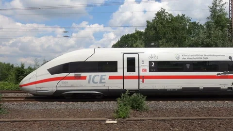 Bochum Germany DB Deutsche Bahn Intercity train seen from another moving tr.. Stock-Footage 244780923