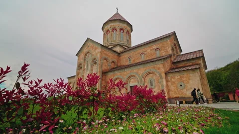 Bodbe Monastery Cathedral Behind Flowering Spring Bushes 動画素材 346307108