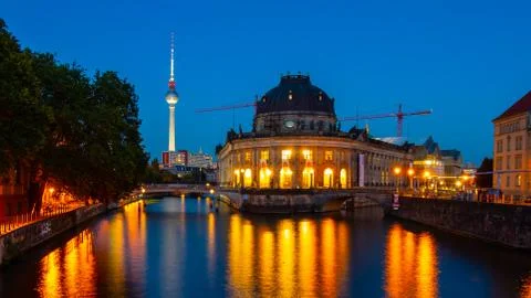 Bode Museum in Berlin at dusk Stock-Fotos