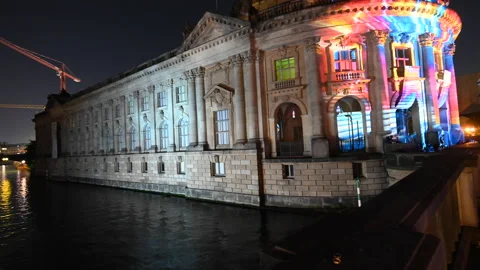 Bode Museum, Berlin, Germany - September 8, 2021. Festival of Lights. Stock Footage 160471053