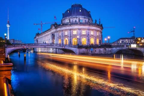 The bode museum at night, berlin 스톡 사진