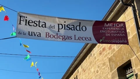 Bodegas Lecea marks 18 years of grape stomping tradition as a wine tourism attra Stock Footage 345927517