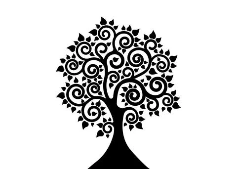 The Bodhi tree logo template, Tree of life concept, Sacred Vesak day silhouette Ilustración de archivo