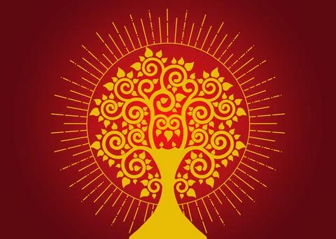 The Bodhi tree logo template, Tree of life concept, Sacred tree, Ficus religiosa Stock Illustration