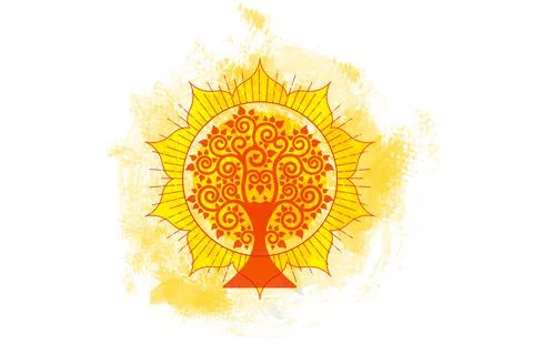 The Bodhi tree logo template, Tree of life concept, Sacred tree, Ficus religiosa Ilustração Stock