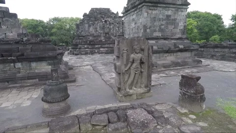 Bodhisattva Bas Relief, Buddhist Stupa, Lumbung Temple Compound, Java, Indonesia Video stock 305847344