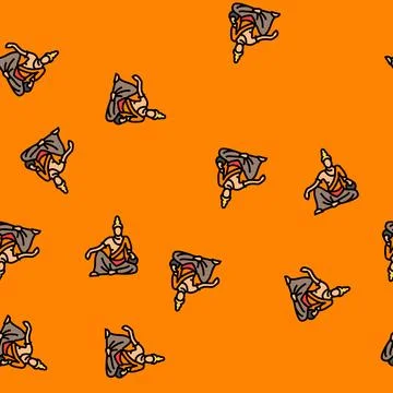 Bodhisattva buddhism vector seamless pattern Stock Illustration