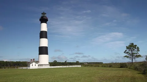 Bodie Island Lighthouse In The Outer Banks, North Carolina Stock Footage 41740445