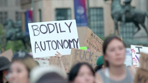 Bodily Autonomy Abortion Protest Sign 4K Stock Footage 201637144