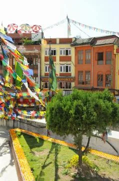 Bodnath stupa square Foto stock