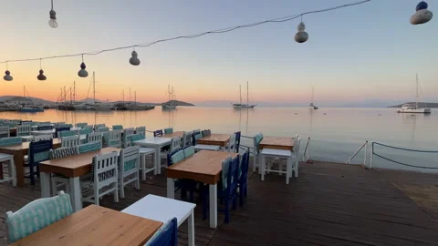 Bodrum Beach Club Dawn Stock Footage 218266677