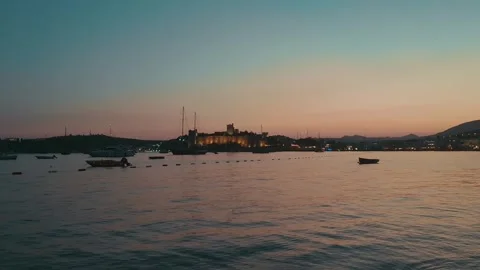 Bodrum Castle at Sunset , Bodrum Mugla, Turkey Stock Footage 249173123