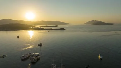 Bodrum sunset to mountains Stock Photos
