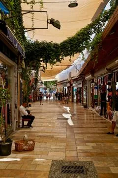 Bodrum, Turkey - August, 2020 Inside the Grand Marina Bay Bazaar. The grand Stockfoto's