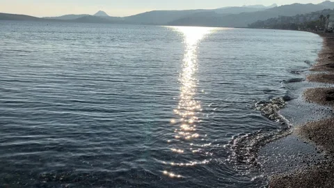 Bodrum Turkey Waves Lapping On A Beach At Sunset Stock Footage 235360450