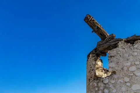 Bodrum Windmill Hill with historic windmill ruins and panoramic view of Kos.. Stock Photos