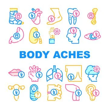 Body Aches Problem Collection Icons Set Vector Stockillustratie