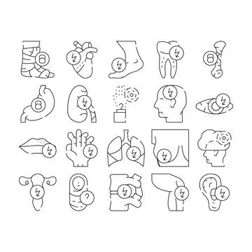 Body Aches Problem Collection Icons Set Vector イラスト素材