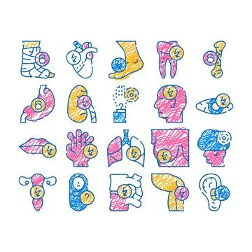 Body aches problem icon hand drawn Stockillustratie