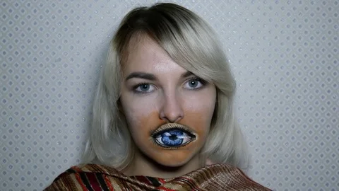 Body art on face Stock Footage 98707191