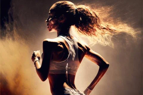 Body back at track running, runner, sport woman, Made by AI,Artificial inte.. Illustrazione stock