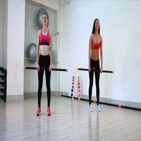 Body Bar Exercise. Slow motion Stock Footage 69706235