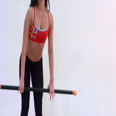 Body Bar Exercise. Slow motion Video stock 69706361