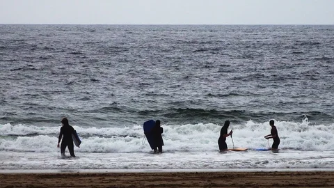 Body boarding Stock Footage 94421821
