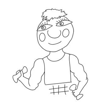 Body builder. Jock simple humorous. Vector illustration. Stock Illustration