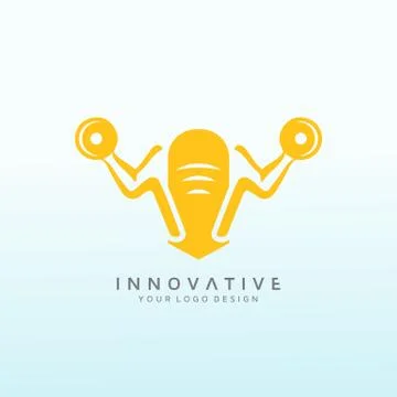 Body builder logo design, Graphic designer studio Concept. Stock Illustration