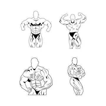 Body builder poses Stock Illustration