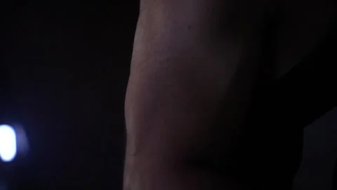 A body builder right arm tricep workout Stock Footage 247284437
