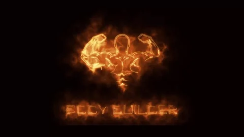 Body builder signboard with fire effect green screen background Stock Footage 278460668