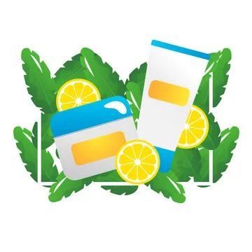 Body care cosmetics, vector flat illustration on the white background Stock Illustration