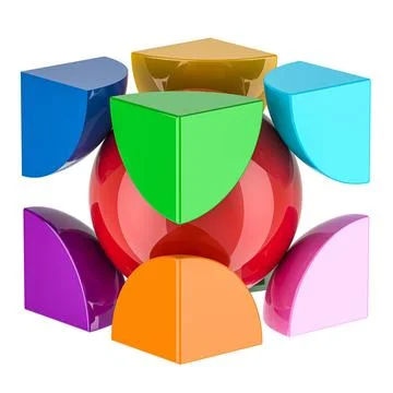 Body Centered Cubic Structure (BCC) or abstract colored logotype, 3D rende... Stock Photos