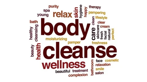 Body cleanse animated word cloud, text design animation. Stock Footage 80227963