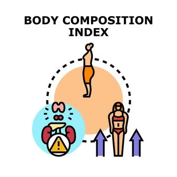 Body composition index measuring healthy lifestyle parameters Ilustración de archivo