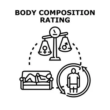 Body composition rating measuring active lifestyle analyzing gender Stock Illustration