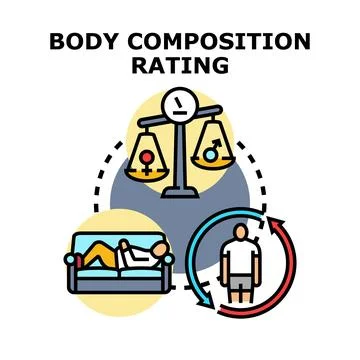 Body composition rating measuring active lifestyle analyzing gender Ilustración de archivo