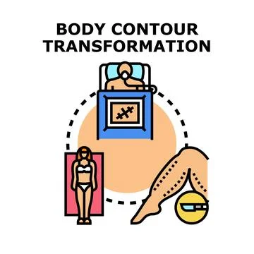Body contour transformation surgery improving cosmetic appearance Stock Illustration