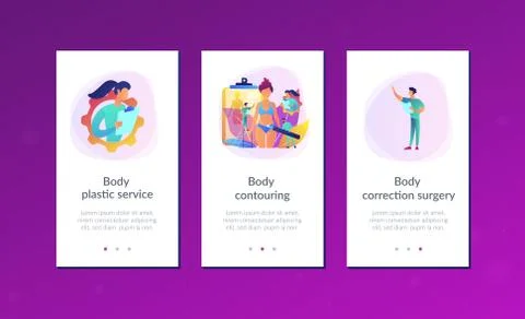 Body contouring app interface template. Illustrazione stock